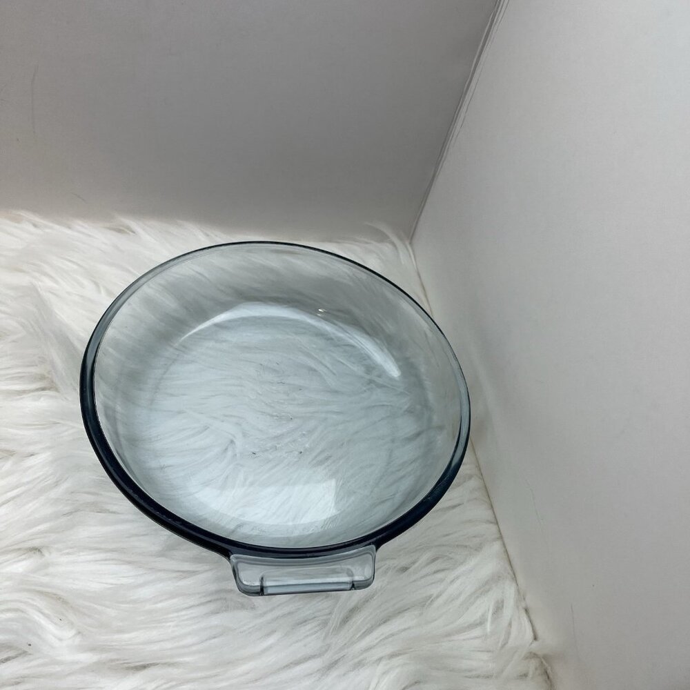 Vintage Pyrex Flameware 817-B Blue-Tinted Glass 7" Skillet No Handle Made In USA
